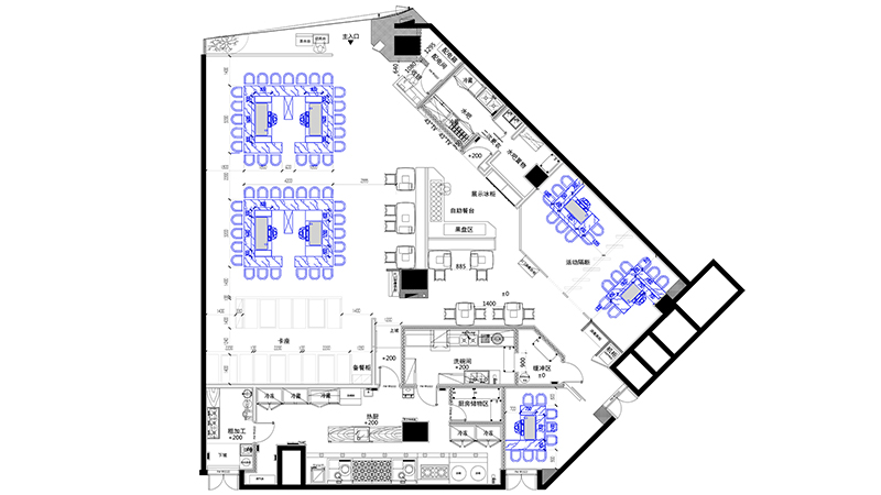 7台铁板烧设备，大厅+3个包间，共70个板前就餐位